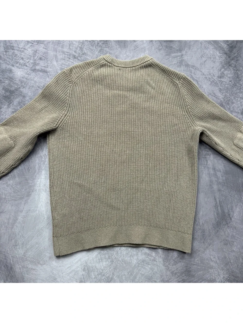 Vintage Banana Republic Safari Sweater Mens L Brown Knit Elbow Patch Cotton